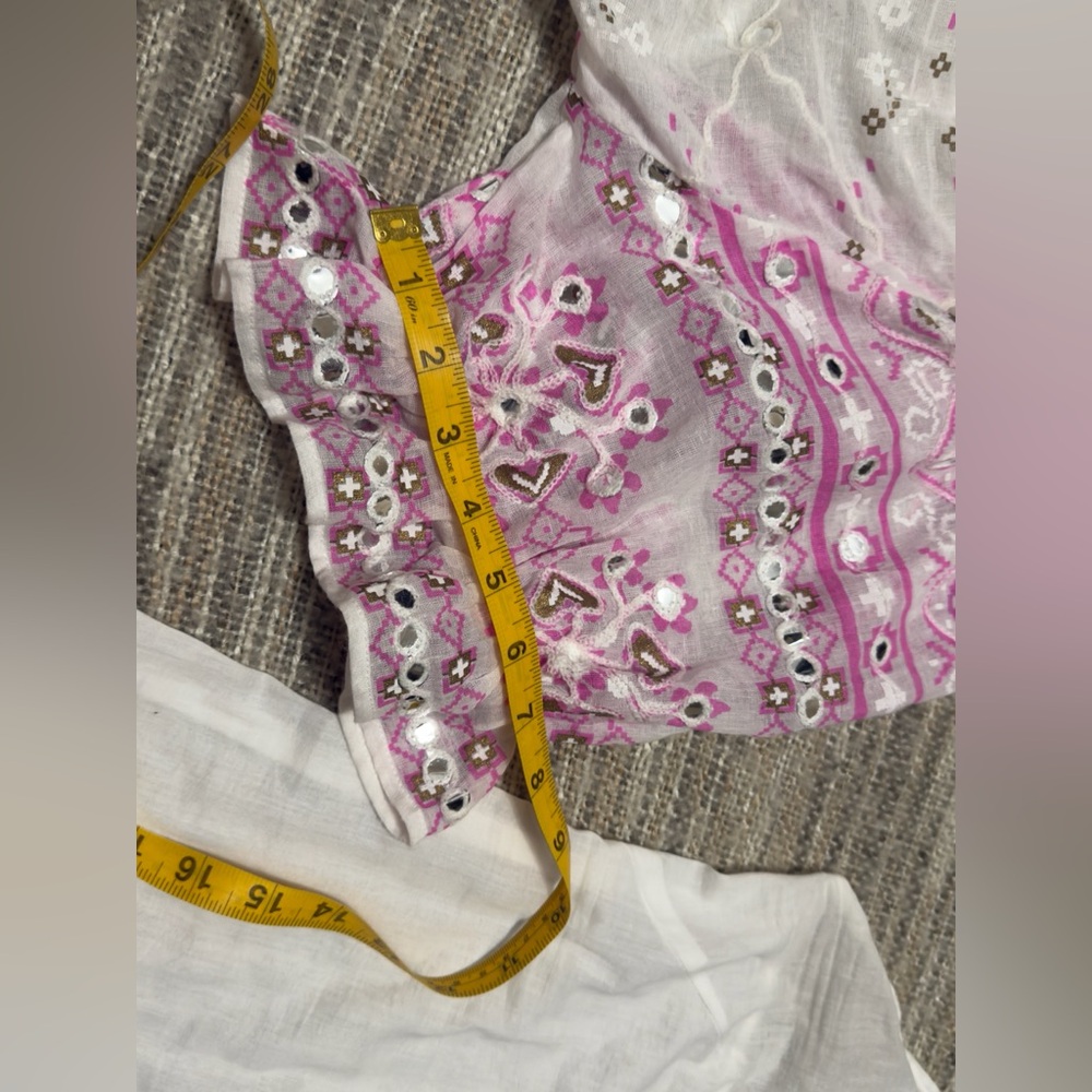 Juliet Dunn White and Pink Embroidered Mini Dress - Picture 13 of 17